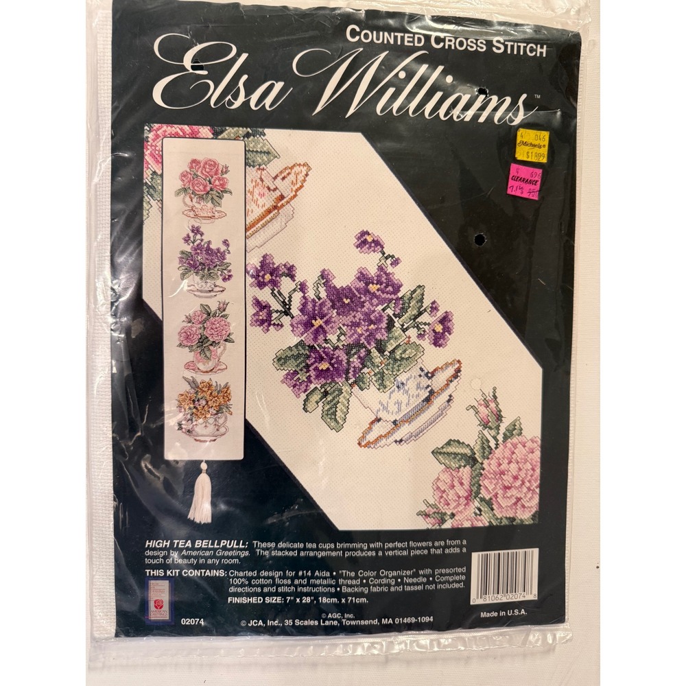 Elsa Williams High Tea Bellpull Counted Cross Stitch Kit 02074 Floral Tea Cups